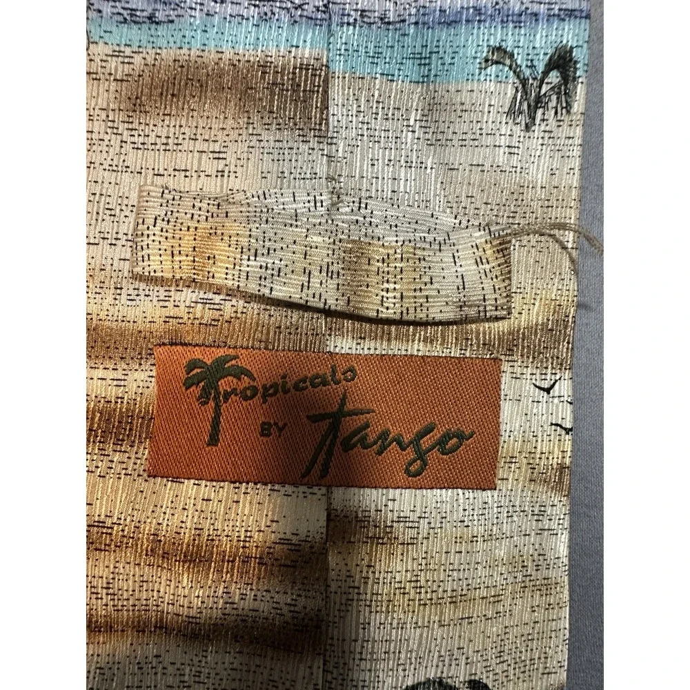 Tropicals By Tango Beach Sailboat Palm Tree‎ Neck Tie Silk